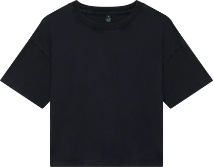 EP026-SBL0 - Women's Premium Boxy T-shirt - Stone Washed Black