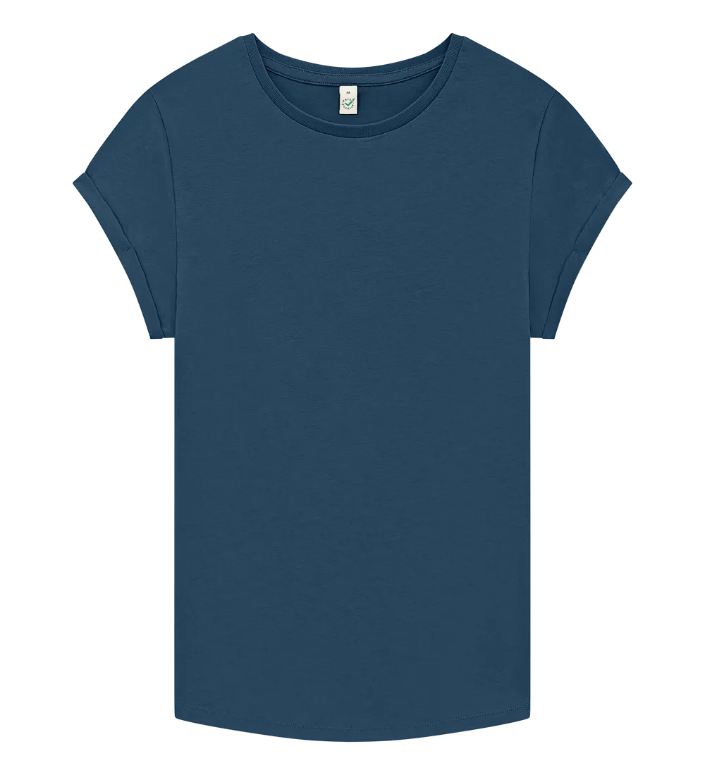 EP16-DE4 - Women's Rolled Sleeve T-shirt - Denim Blue