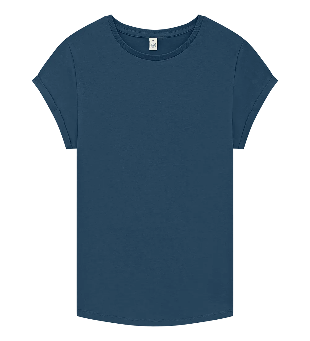 EP16-DE4 - Women's Rolled Sleeve T-shirt - Denim Blue