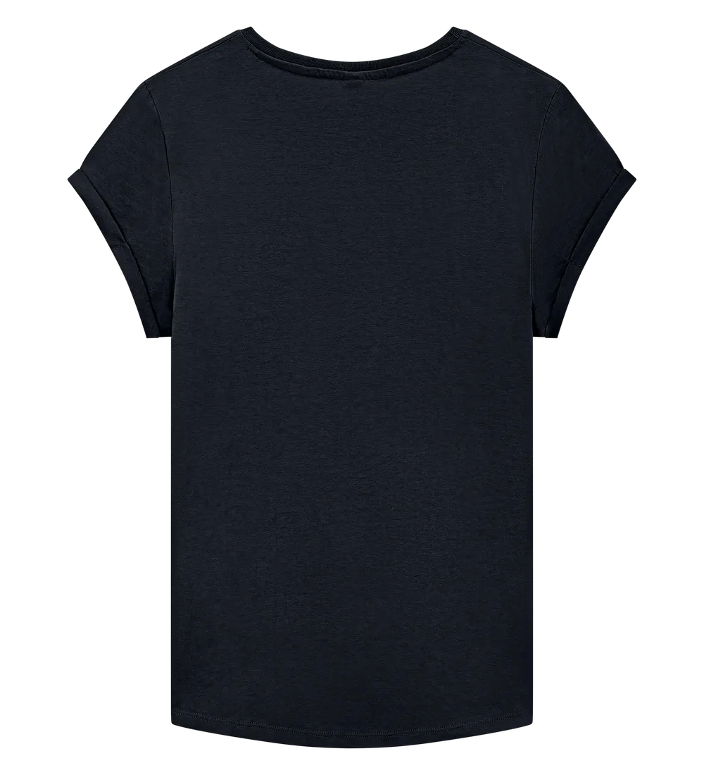EP16-SBL00 - Women's Rolled Sleeve T-shirt - Stone Washed Black