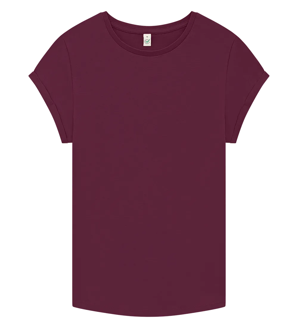 EP16-SBU00 - Women's Rolled Sleeve T-shirt - Stone Washed Burgundy