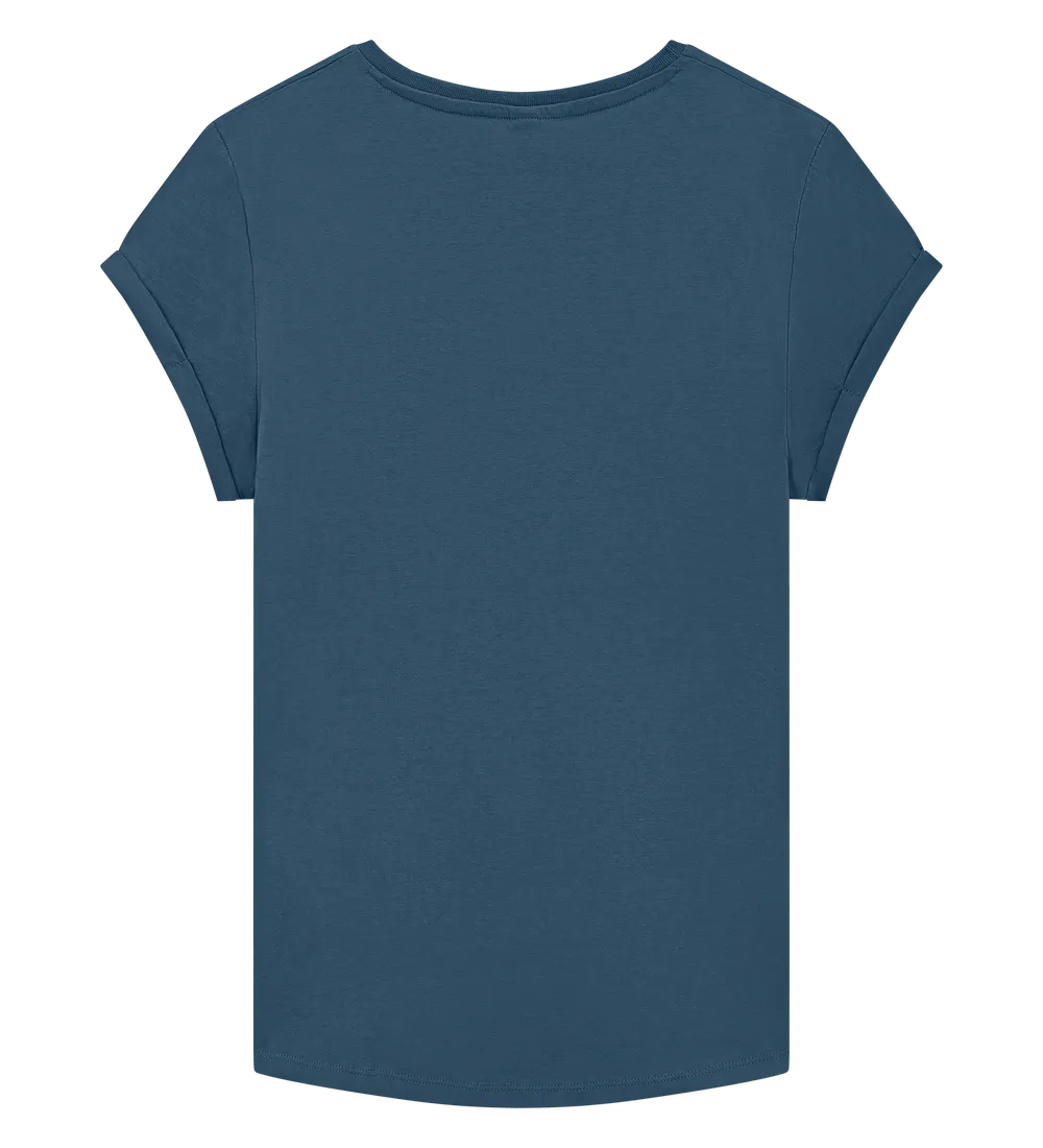 EP16-SDE3 - Women's Rolled Sleeve T-shirt - Stone Washed Denim
