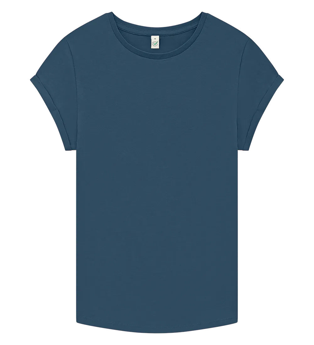 EP16-SDE2 - Women's Rolled Sleeve T-shirt - Stone Washed Denim