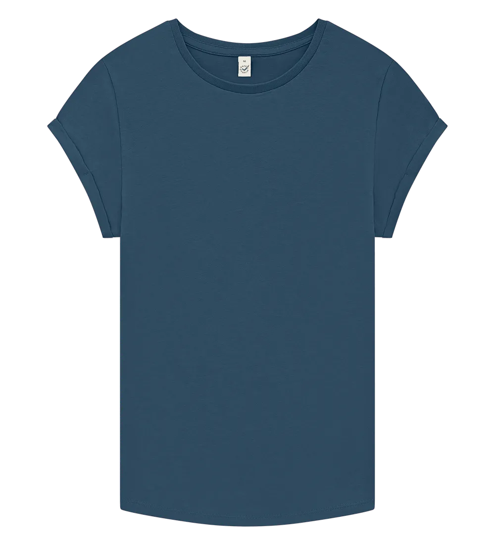 EP16-SDE2 - Women's Rolled Sleeve T-shirt - Stone Washed Denim
