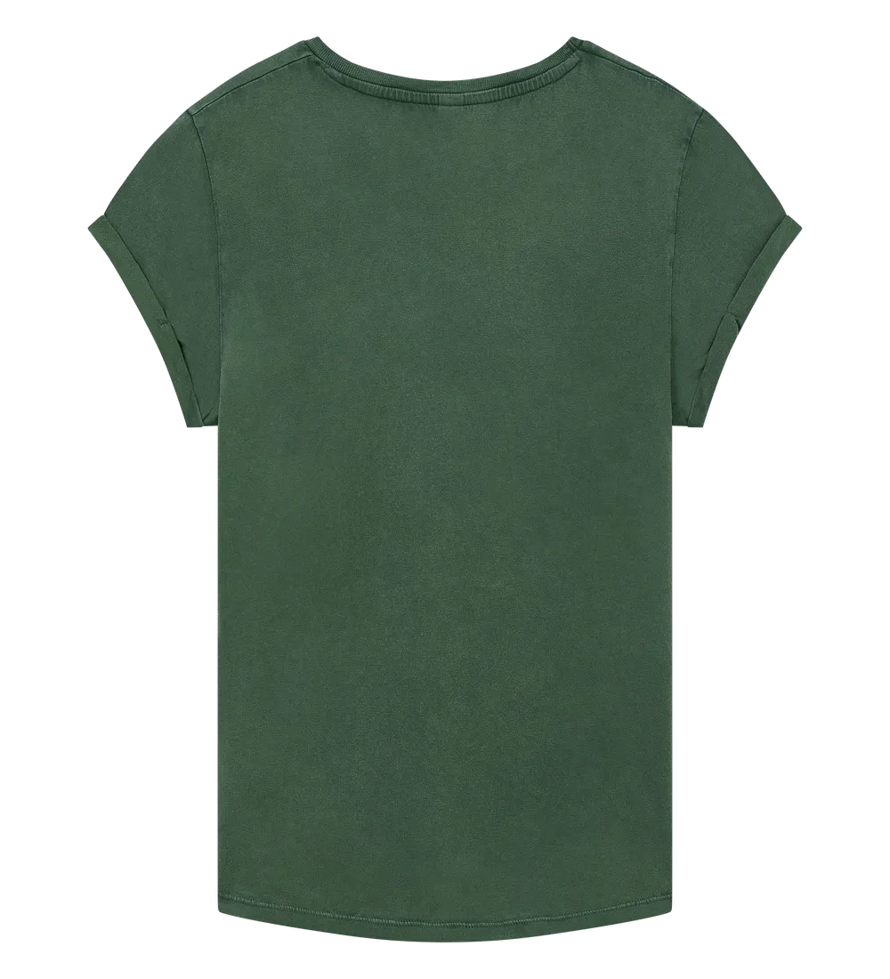 EP16-SGR4 - Women's Rolled Sleeve T-shirt - Stone Washed Green