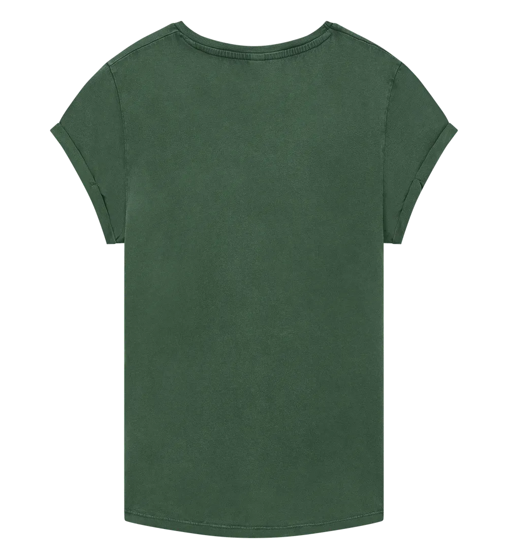 EP16-SGR4 - Women's Rolled Sleeve T-shirt - Stone Washed Green
