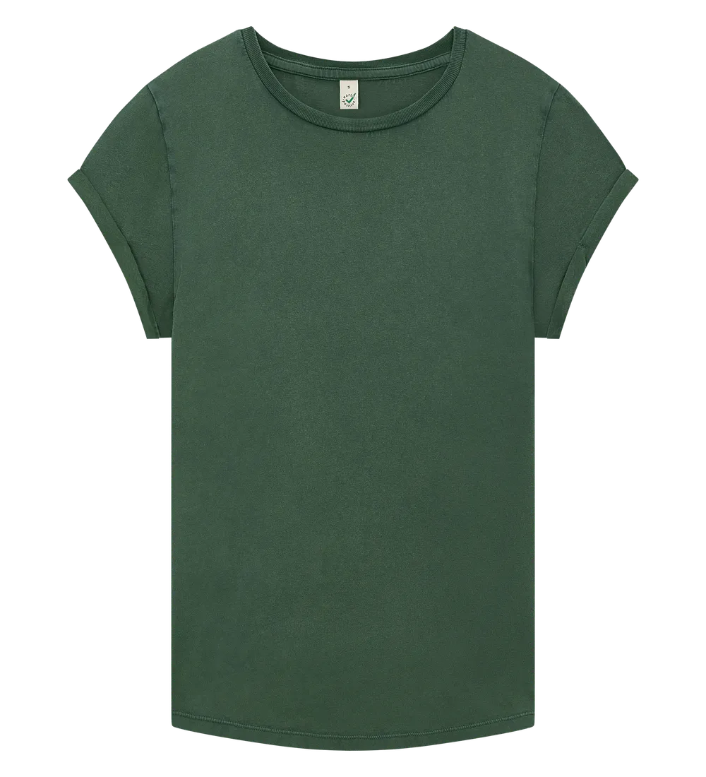 EP16-SGR4 - Women's Rolled Sleeve T-shirt - Stone Washed Green