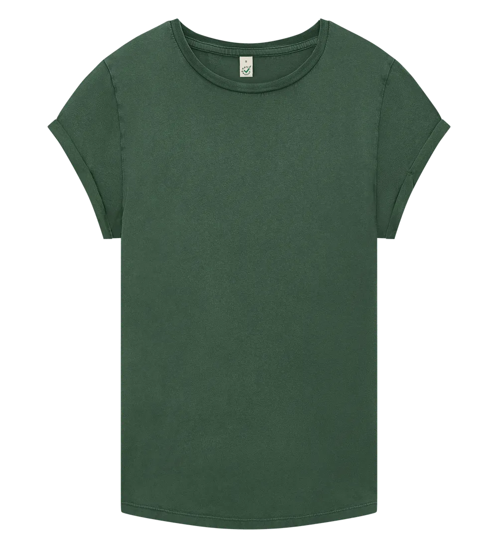EP16-SGR4 - Women's Rolled Sleeve T-shirt - Stone Washed Green