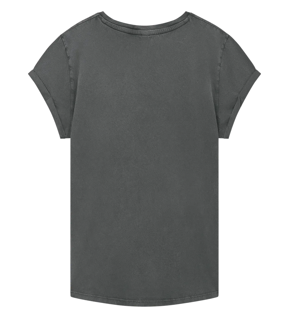 EP16-SGY0 - Women's Rolled Sleeve T-shirt - Stone Washed Grey