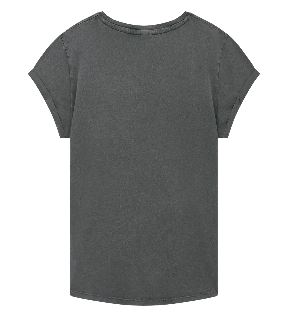 EP16-SGY0 - Women's Rolled Sleeve T-shirt - Stone Washed Grey