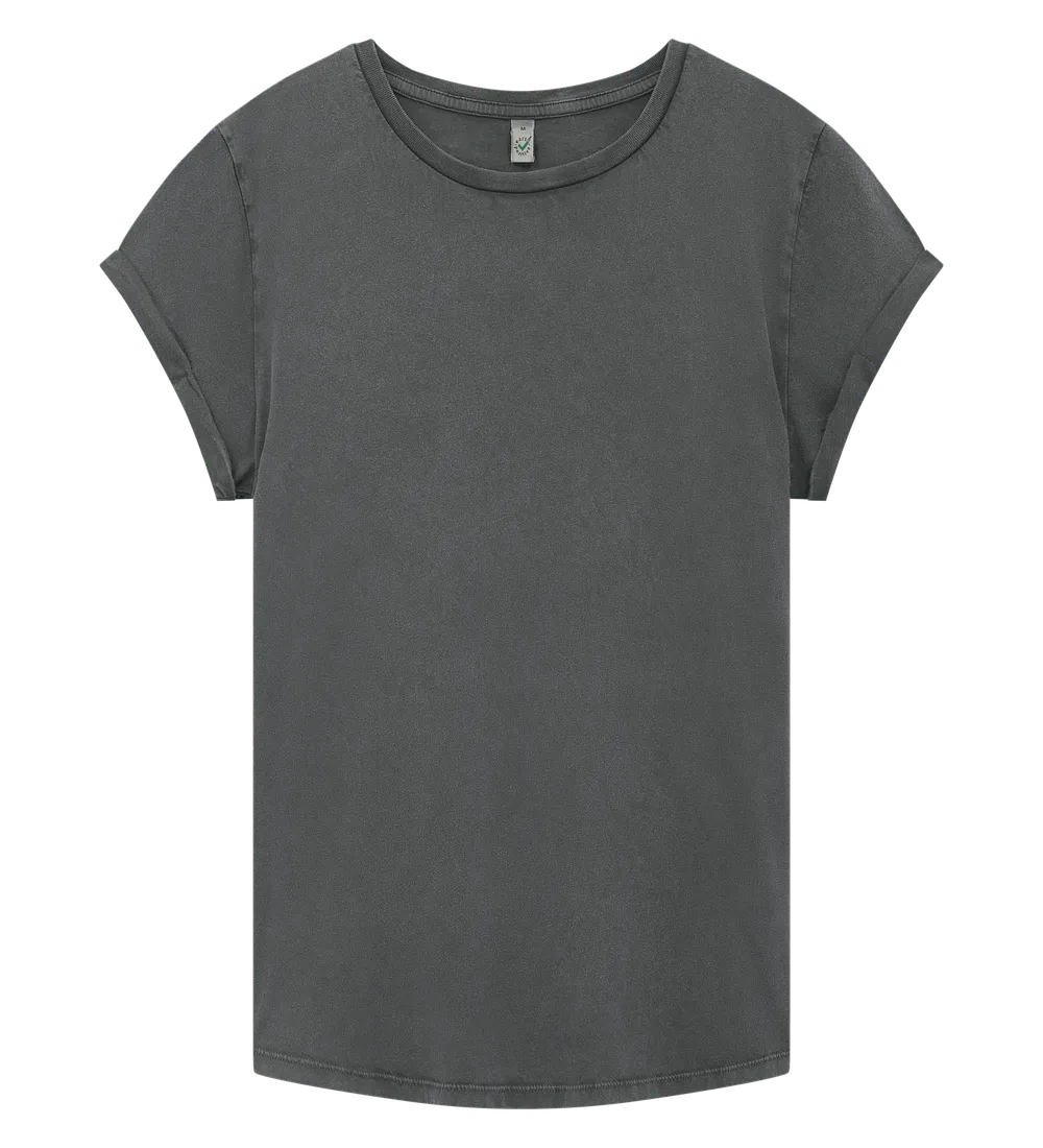 EP16-SGY0 - Women's Rolled Sleeve T-shirt - Stone Washed Grey