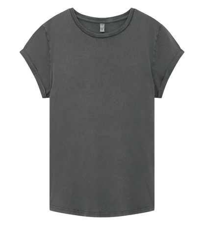 EP16-SGY0 - Women's Rolled Sleeve T-shirt - Stone Washed Grey