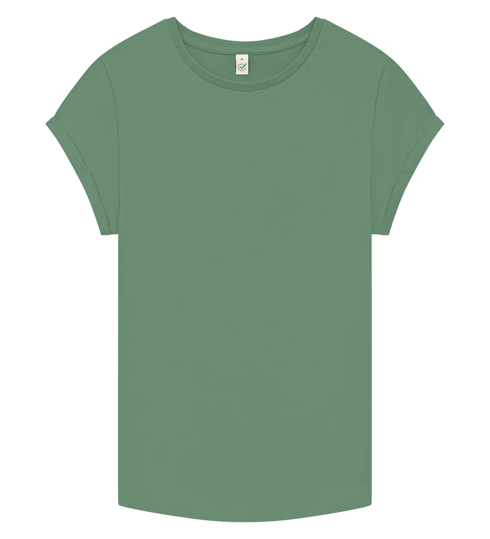 EP16-SSAG1 - Women's Rolled Sleeve T-shirt - Stone Washed Sage Green