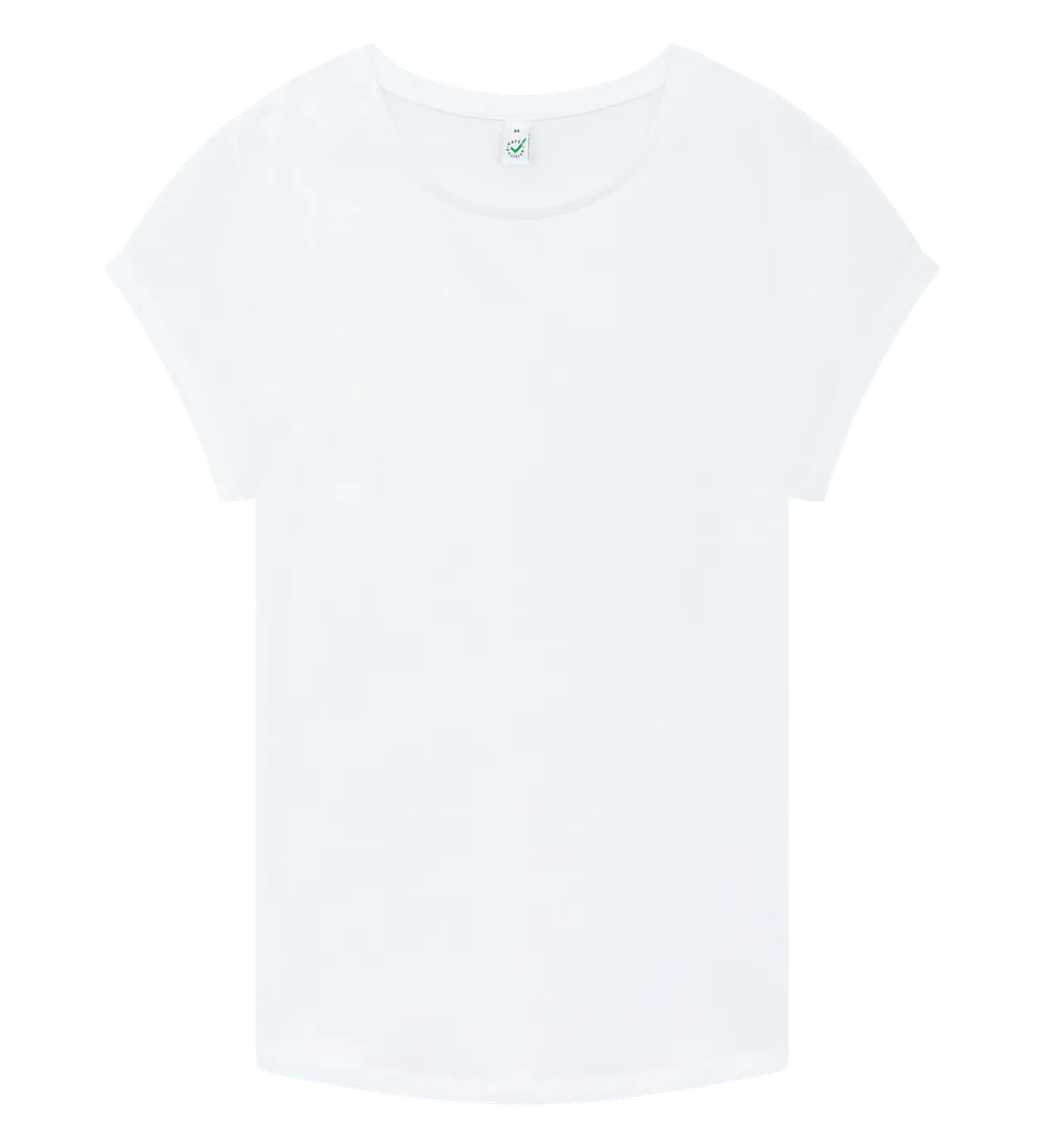 EP16-WH00 - Women's Rolled Sleeve T-shirt - White