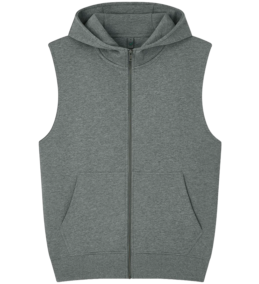 EP309-DHE1 - Sleeveless Full Zip Hoodie - Dark Heather