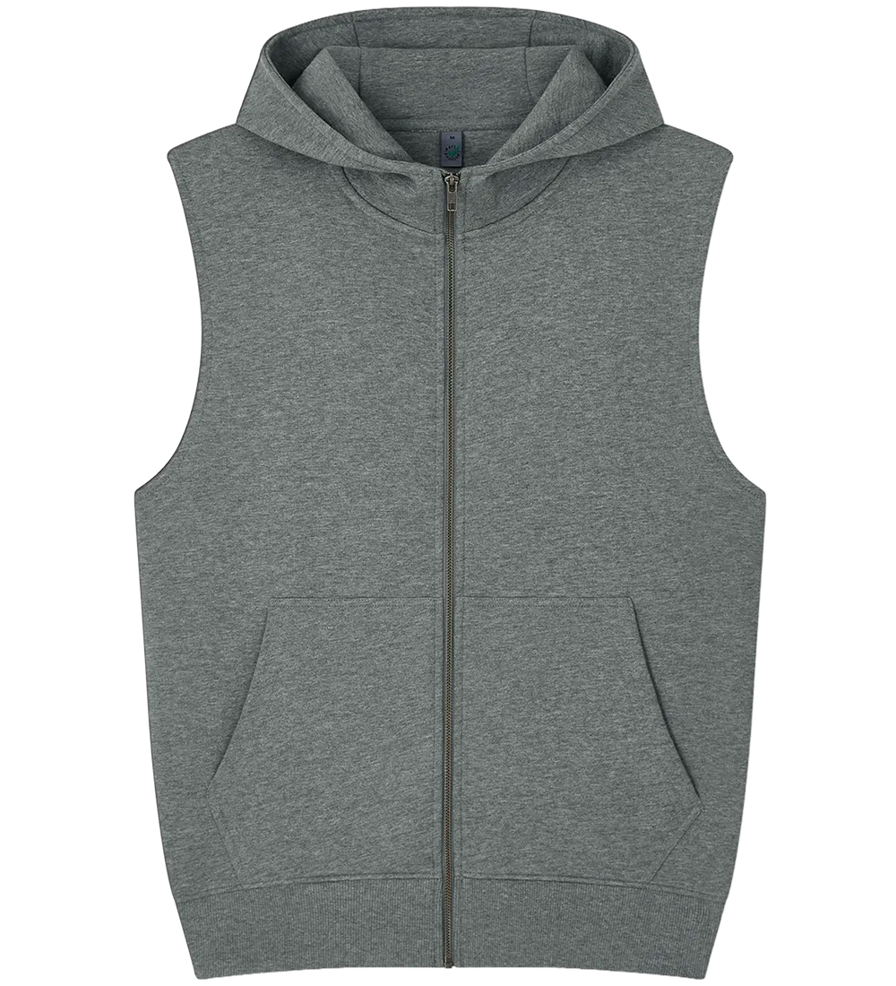 EP309-DHE1 - Sleeveless Full Zip Hoodie - Dark Heather