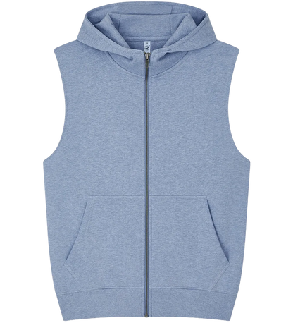EP309-LBHE2 - Sleeveless Full Zip Hoodie - Light Blue Heather