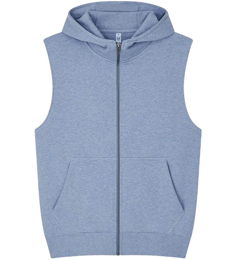 EP309-LBHE5 - Sleeveless Full Zip Hoodie - Light Blue Heather