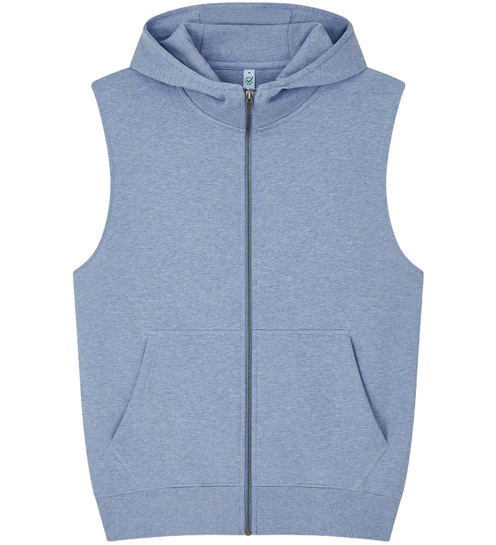 EP309-LBHE5 - Sleeveless Full Zip Hoodie - Light Blue Heather