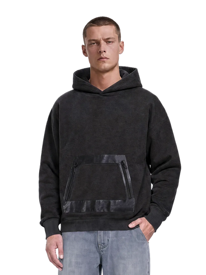 EP311 - Vegan Leather Panel Hoodie