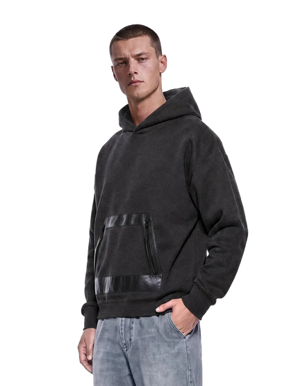 EP311 - Vegan Leather Panel Hoodie