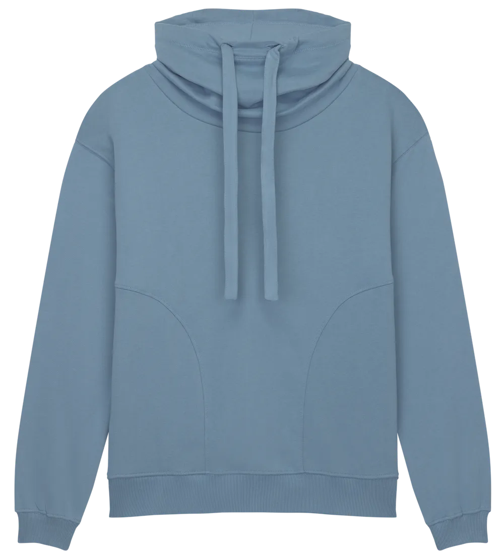 EP315-SUBD3 - Women's Funnel Neck Sweatshirt - Sueded Blue Dusk