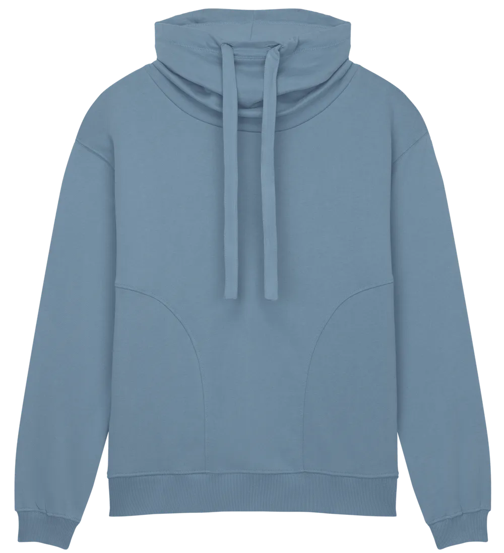 EP315-SUBD3 - Women's Funnel Neck Sweatshirt - Sueded Blue Dusk