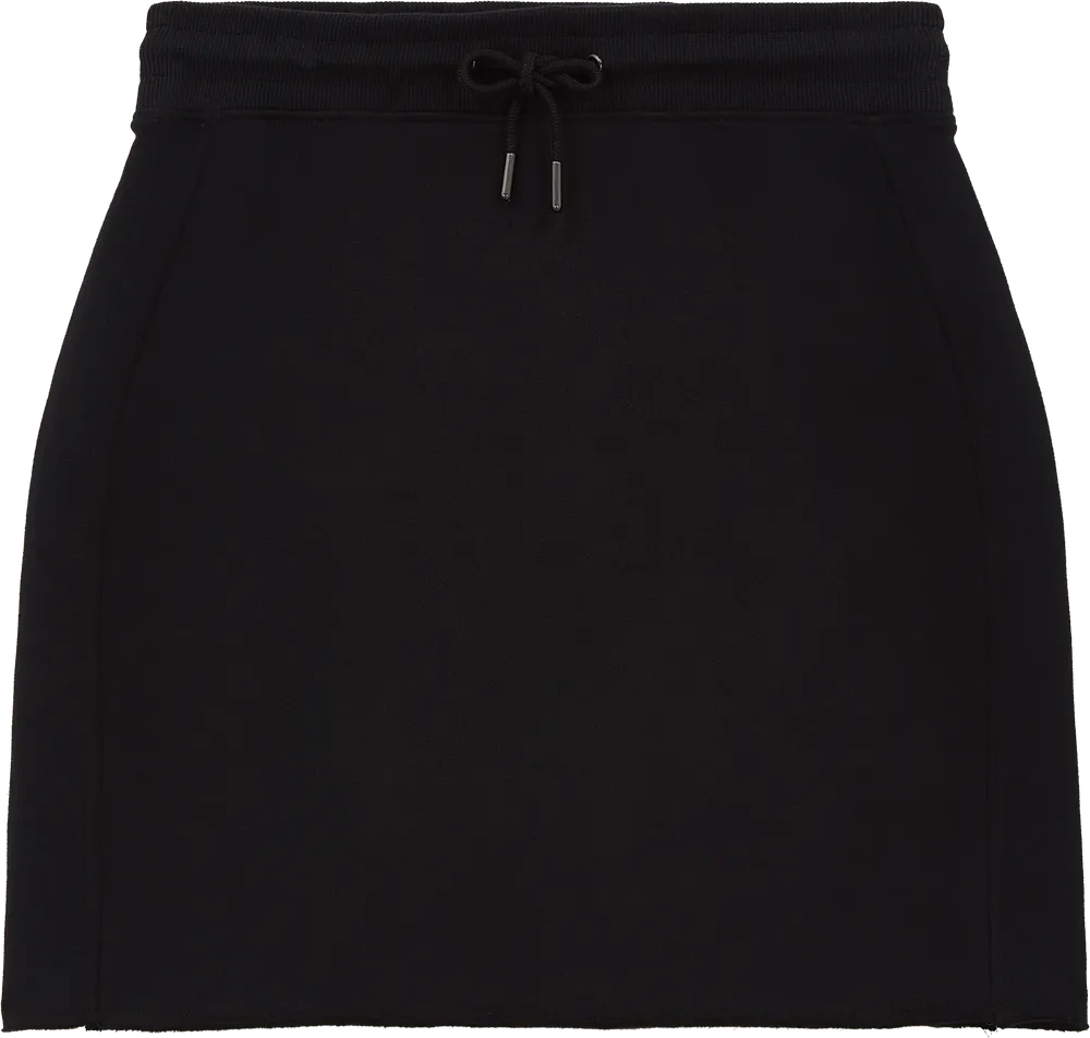 EP342-SUBL1 - Raw Hem Skirt - Sueded Black