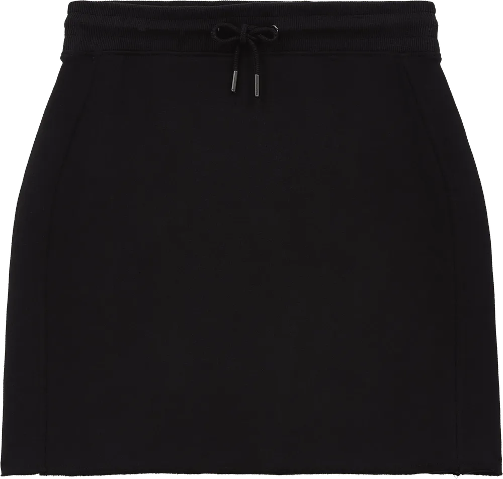 EP342-SUBL1 - Raw Hem Skirt - Sueded Black
