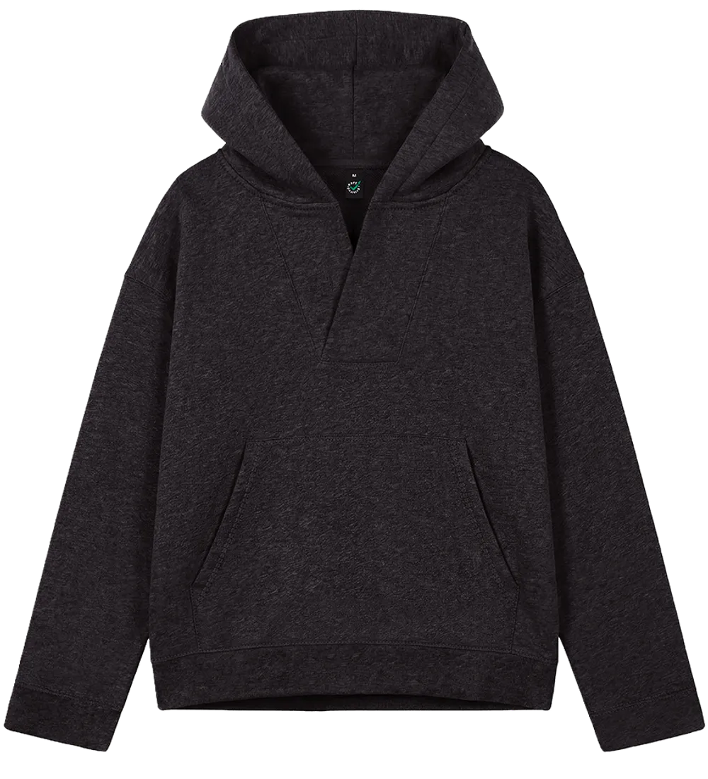 EP400-BLHE0 - Women's V-Neck Hoodie - Black Heather